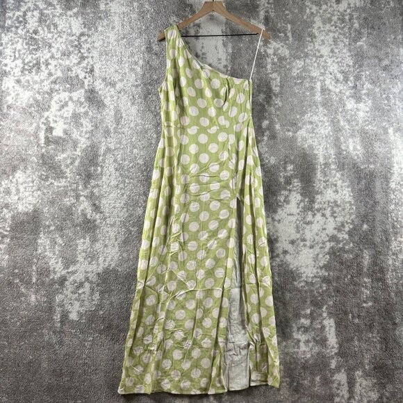 New Anthropologie Dress Large Womens The Wolf Gang Ischia Lime Linen Maxi Art - Picture 1 of 8